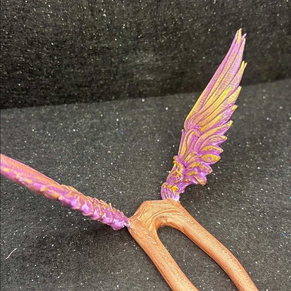 Angel Wing Hair Pin | Iridescent Purple & Gold Wings Hair Pin